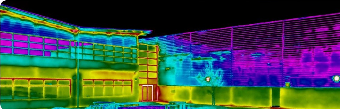 赤外線カメラで建物外壁を診断するイメージ